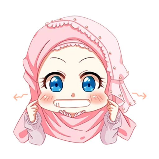 emoji, mujer joven, arte de anime, anime musulmán