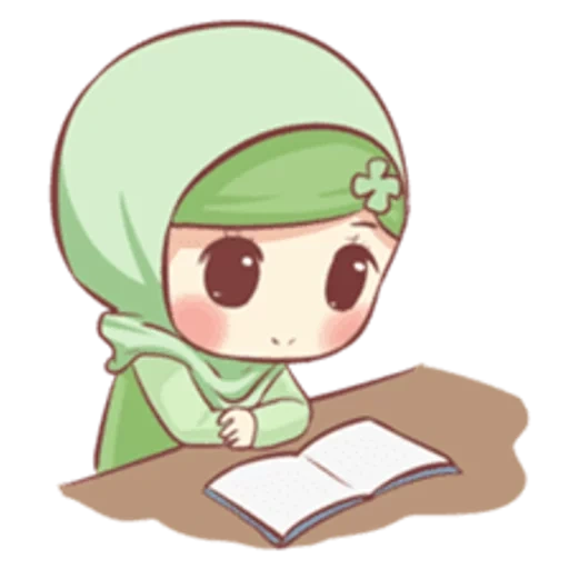 young woman, anime drawings, chibi muslim, lovely anime drawings