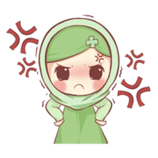 chibi, wanita muda, karakter, muslim