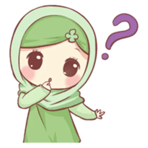 chibi, wanita muda, karakter, muslim, gambar anime yang indah