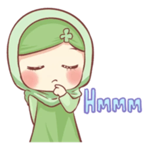 chibi, young woman, characters, muslim