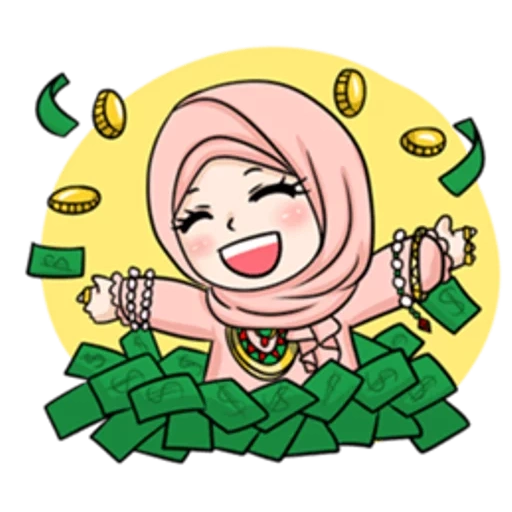 wanita muda, muslim, kartun hijab, gadis muslim, anak anak muslim