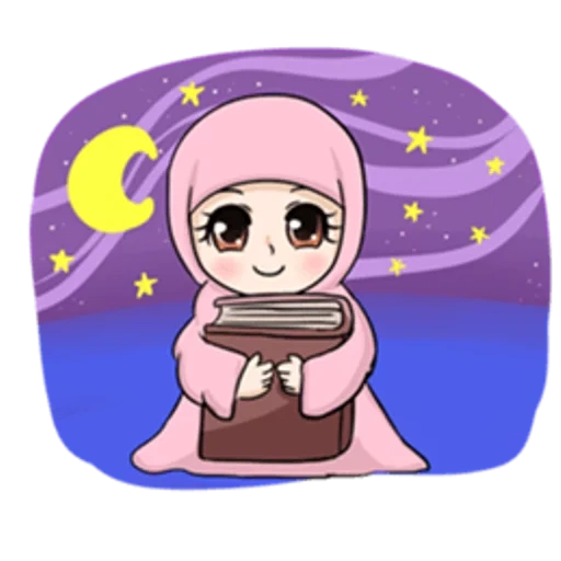 the girl, muslim cartoon, muslimische mädchen, diary sheet für muslim, hijab mädchen vor dem computer vektor
