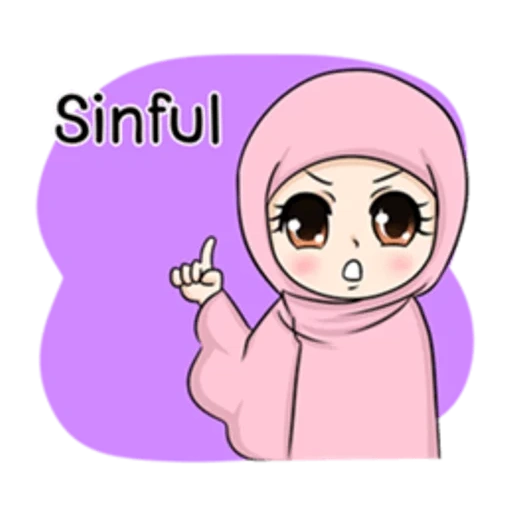 mujer joven, chica hijabe, dibujos islámicos de kawaii, chicas musulmanas de anime, dibujos animados musulmanes
