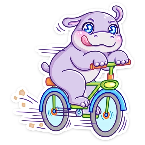 hipopótamo, bicicleta urso, bicicleta porco, ilustração animal, padrão de bicicleta de cachorro