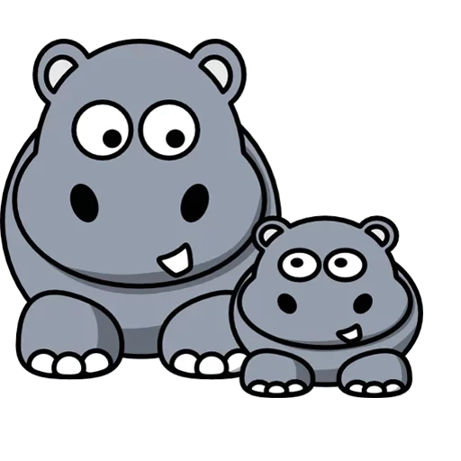 hipopótamo, querido hipopótamo, dibujar figuras, hipopótamo, caricatura de hipopótamo blanco