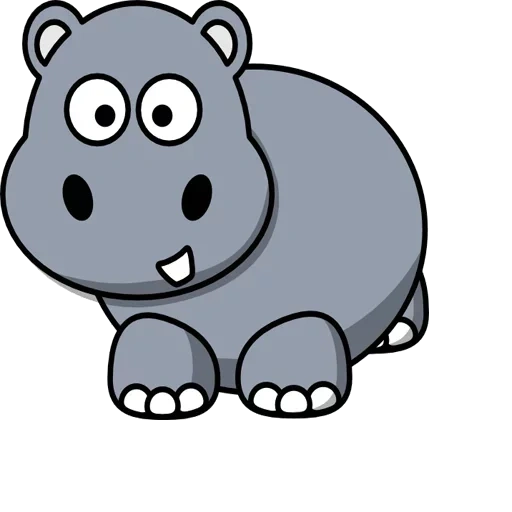 hipopótamo, hipopótamo, dibujar figuras, hipopótamo de dibujos animados, caricatura de hipopótamo blanco