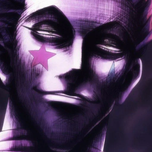 hissoka il male, faccia di hitsoka, hunter hissoka, cacciatore x cacciatore 3, hunter x hunter hisoka