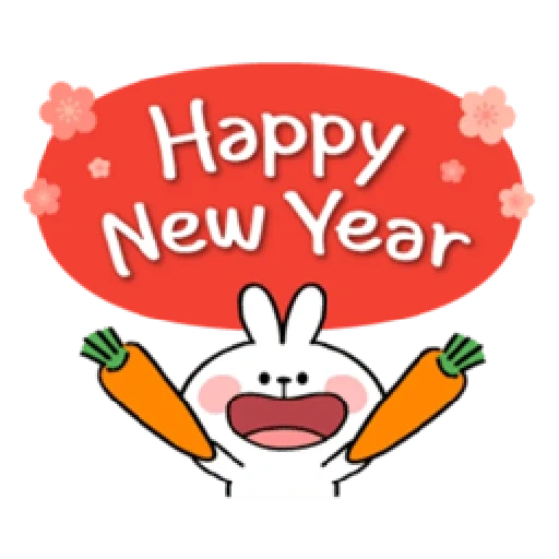 2021, contento, conejo, año nuevo, feliz año nuevo