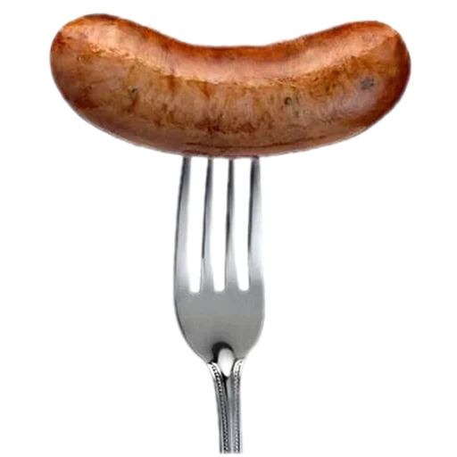 sausages, sausage fork, sosyska fork, sardelk vilek, sausage fork white background