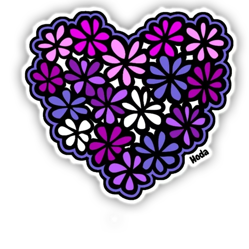 flower heart, flower pattern, heart-shaped flower, heart flower patch, beauty and multicolored heart