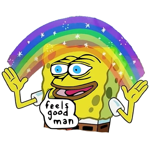 spongebob, rainbow sponge bob, sponge bob rainbow, imagination of the sponge bean, sponge bob imagination