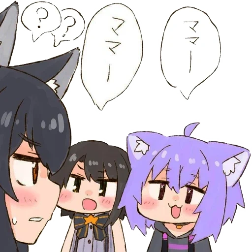 anime, gambar anime, karakter anime, korone inugami chibi, nekomata okayu hololive