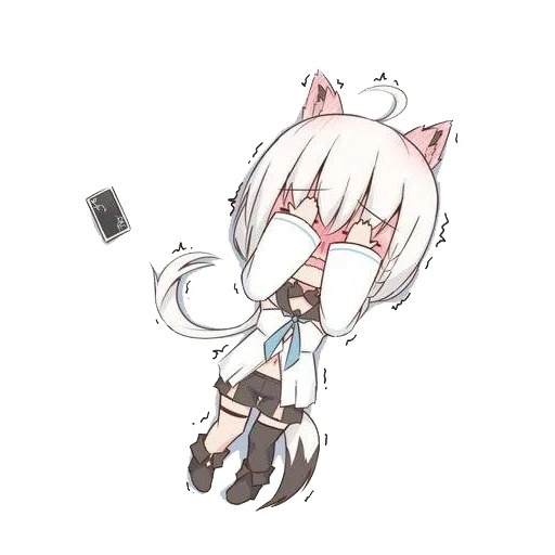 anime neko, karakter anime, anime kawai neko, anime necopara chibi, pola lucu anime