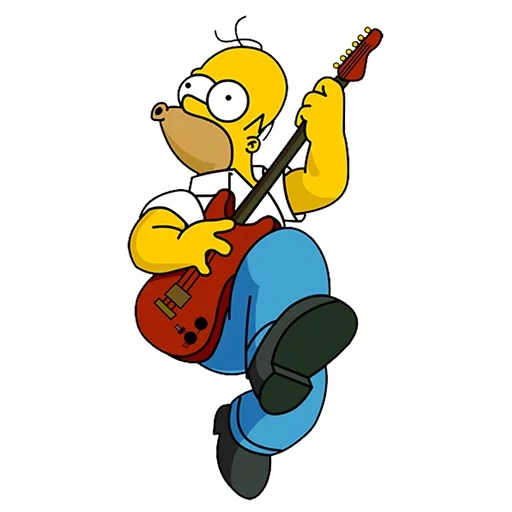 homer, bart simpson, homer simpson, les musiciens de la famille simpson, guitare bart simpson