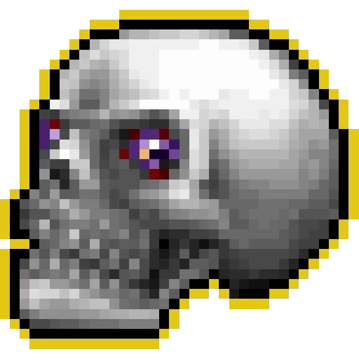pixel du crâne, crâne de pixel, crânes de pixels, terraria mask squelette, terraria boss skeleton prime