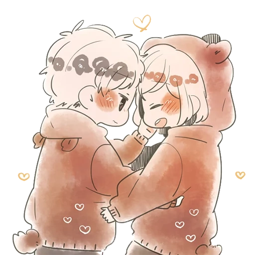 chibi steam, honey 100, anime cute, chibi hugs, lovely anime couples