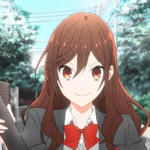 anime, miyamura, anime charaktere, miyamura st, horimiya anime kyoko lächelt