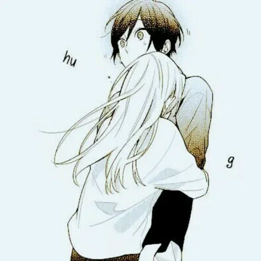 parejas de anime, manga de anime, dibujos de vapor de anime, dibujo de pares de anime, anime khorimiya hugging