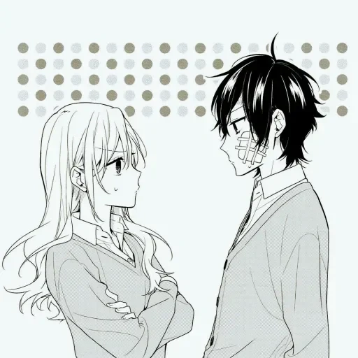 manga of a couple, khorimiy yuri, horimium manga, anime pairs of manga, horiamia anime characters couples