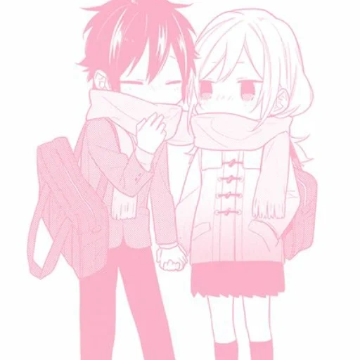 la figura, coppia di anime, adorabile coppia anime, anime coppia rosa, miyamura saint