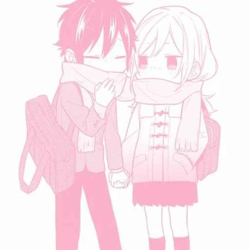 image, couple anime, beaux couples d'anime, les paires d'anime sont roses, hori-san miyamura-kun