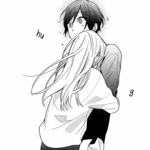 a pair of manga, manga of a couple, anime manga, anime khorimiya huggling