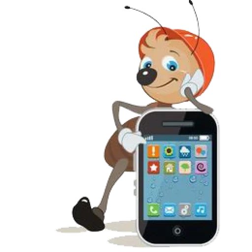telefone, capacete de formiga, telefone celular, ilustração do smartphone, clipe de livro de formigas