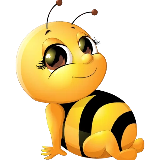 le api, modello di ape, ape su fondo bianco, le api dei cartoni animati