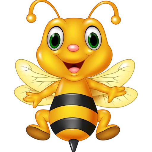пчелка, группа пчелки, мультяшная пчела, пчелка прозрачном фоне, пчела мультяшном стиле