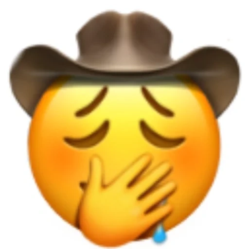 text, expression cowboy, look sad, emoji, cowboy with sad expression