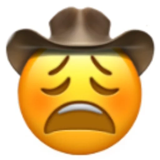 текст, эмодзи, эмодзи смайлики, sad cowboy emoji, эмодзи грустный ковбой