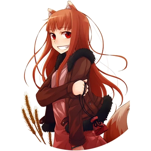 hollow female wolf, spice wolf, lycium barbarum spice art, euphorbia chamaejasme spicy, anime wolf spice