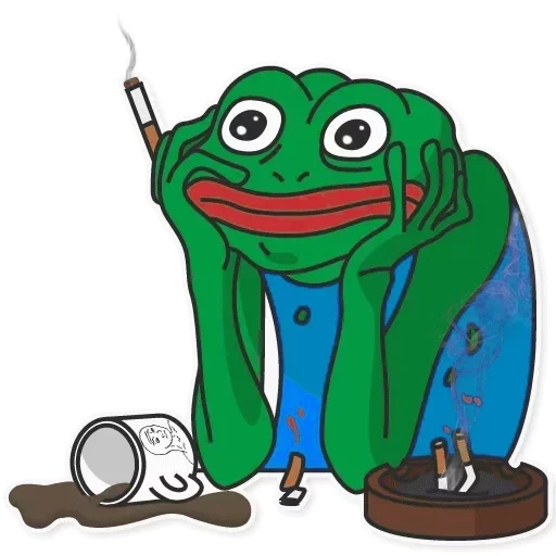 pepe frog, discord emoji, smoking frog, the frog is sad, pepe is sad frog