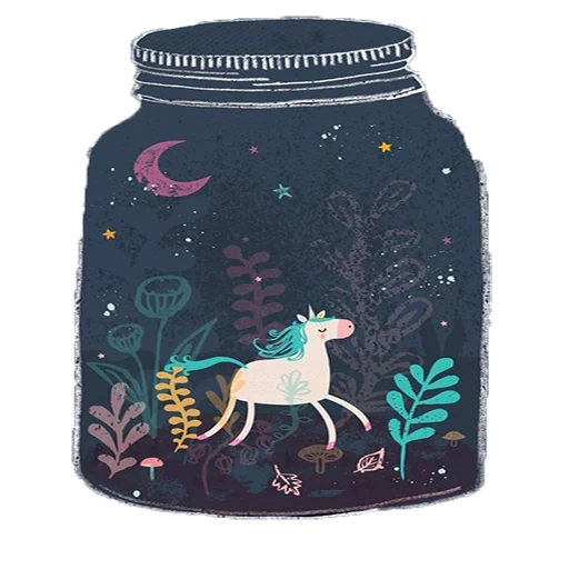 jar, unicorn, unicorn board, the drawing of the unicorn, unicorn illustration