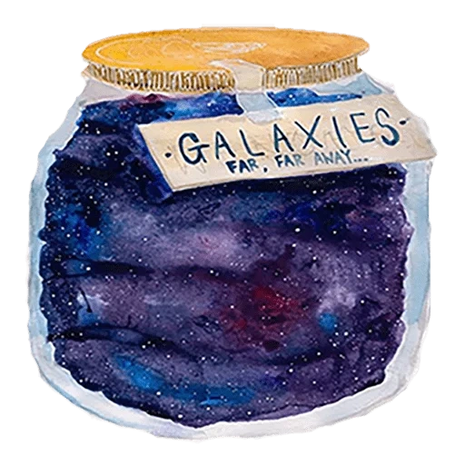 space jar, cosmos bank, far far away cosmos, cosmos jar drawing, watercolor bank with cosmos