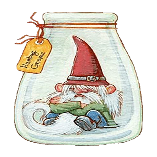 dwarf, gnomi, glass jar, gnome of christmas, scandinavian gnomes draw