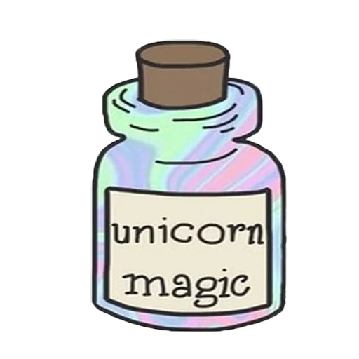 licorne, licorne magique, inscription magique de la licorne, paillettes magiques de la licorne, un pot d'une magie de la licorne