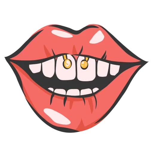 die lippen, mundstreifen, lippen mit zähnen, cartoon mit den lippen, punktion der lippen