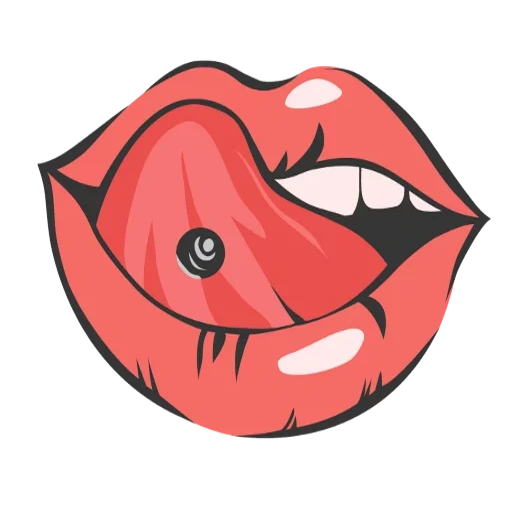 lip, lip sticker, lip cartoon, pop art lips and tongues, puncture of labial lines