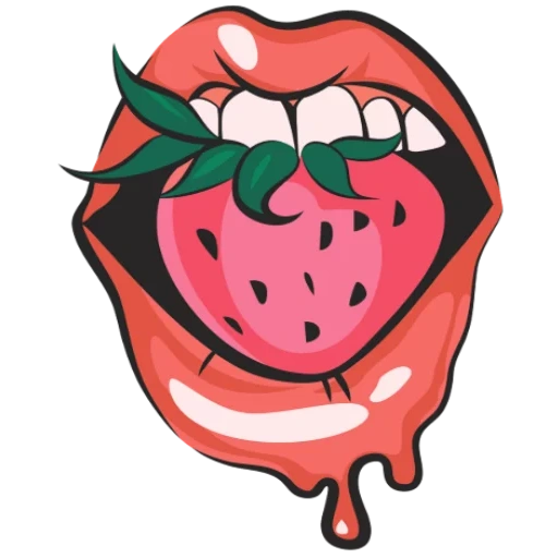 lip, lip lines, strawberry pop art, color lip print, pop art lips strawberry