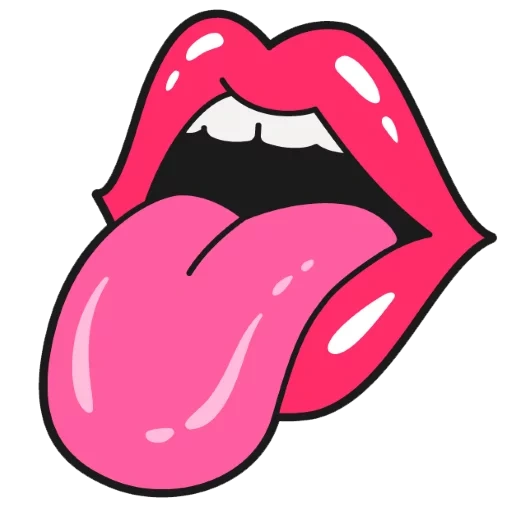 lábio e língua, fale com a língua, lábio e língua, lábio de arte pop, o padrão da boca estendendo a língua