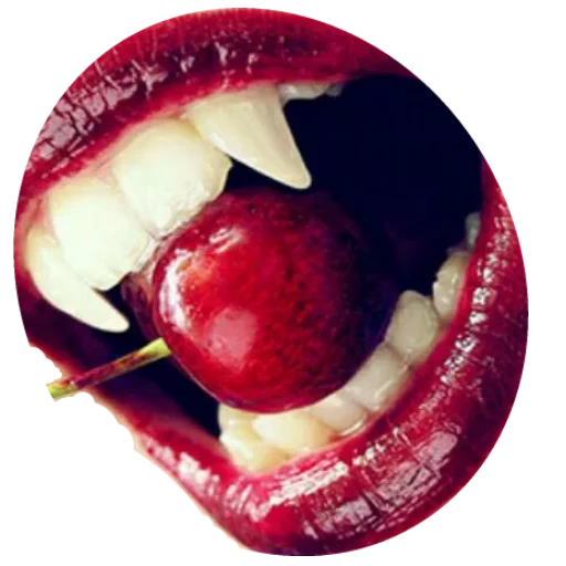 vampiro, lábio e dente, dentes de vampiro, lábio de cereja, dentes de vampiro