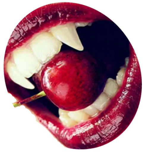 die vampire, lippen und zähne, vampirzähne, cherry lips, die reißzähne der vampire