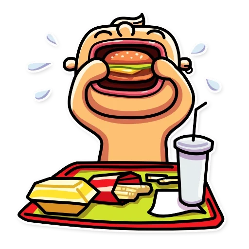 burger, makanan cepat saji, kartun, vektor makanan baki, pola pancake
