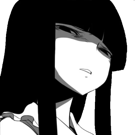 figure, cartoon cartoon, black and white field, cartoon art girl, anime girl black and white