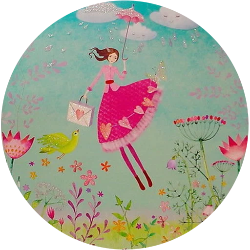 девочка, зонт mila marquis, mila marquis иллюстрации, счастье канва красивые рисованные, художник иллюстратор mila marquis