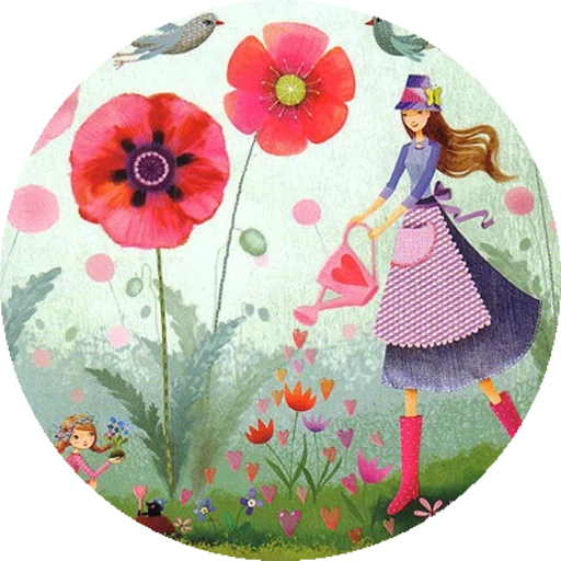 цветочное, волшебные иллюстрации, весенние иллюстрации mila marquis, художник иллюстратор mila marquis, земляничная фея бал цветочном лугу