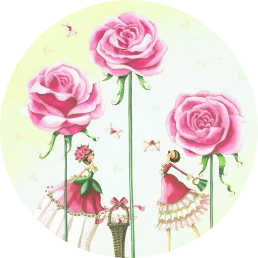 розовые розы, винтажные розы, цветы иллюстрация, художница nina chen, дизайнер юлия до вышивка
