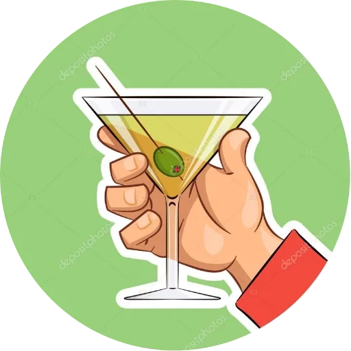 бокал мартини, иконка коктейль, рисунок коктейль, бокал мартини вектор, рука бокал мартини вектор